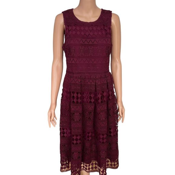 Lulus Madly in Love Plum Purple Lace Sleeveless Midi Dress size L NWT - Picture 5 of 12